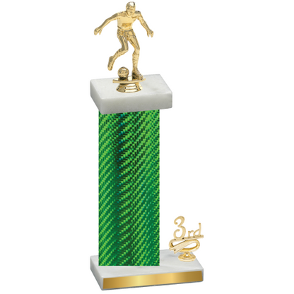 Accented Single Green Carbon Fiber Third Place Soccer Trophy