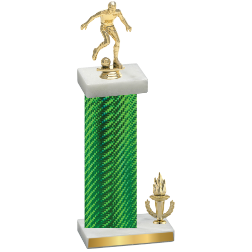 Accented Single Green Carbon Fiber Victory Soccer Trophy