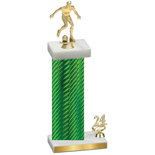 Accented Single Green Carbon Fiber Year Soccer Trophy