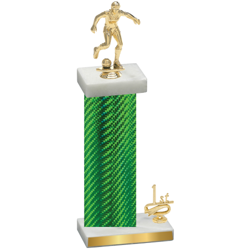 Accented Single Green Carbon Fiber First Place Soccer Trophy