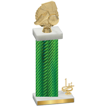 Accented Single Green Carbon Fiber First Place Soccer Trophy