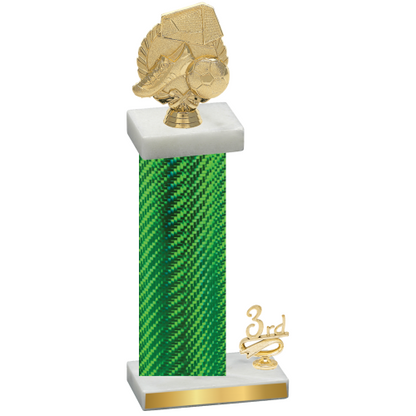Accented Single Green Carbon Fiber Third Place Soccer Trophy