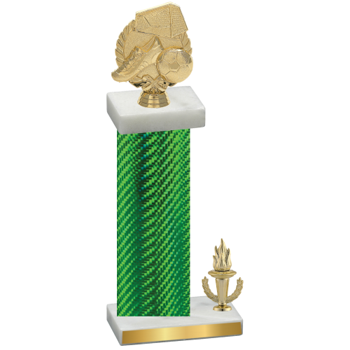 Accented Single Green Carbon Fiber Victory Soccer Trophy