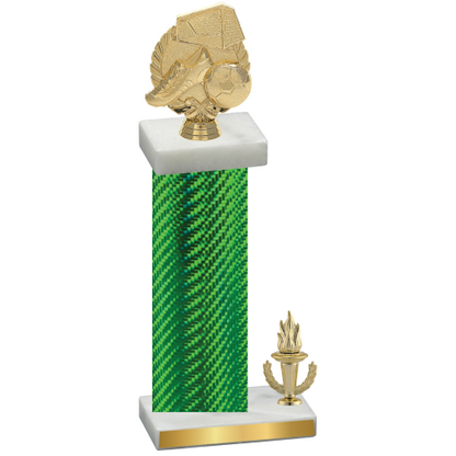 Accented Single Green Carbon Fiber Victory Soccer Trophy