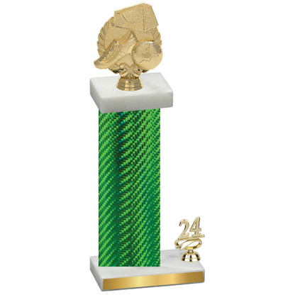 Accented Single Green Carbon Fiber Year Soccer Trophy