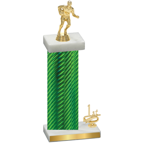 Accented Single Green Carbon Fiber First Place Rugby Trophy