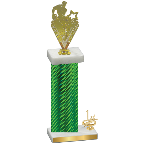 Accented Single Green Carbon Fiber First Place Rugby Trophy