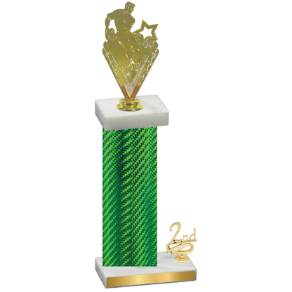 Accented Single Green Carbon Fiber Second Place Rugby Trophy