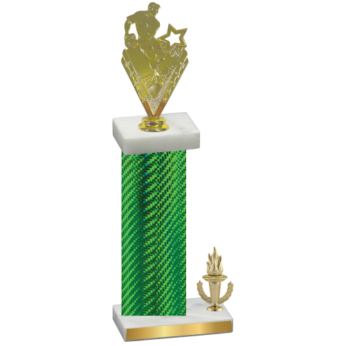 Accented Single Green Carbon Fiber Victory Rugby Trophy