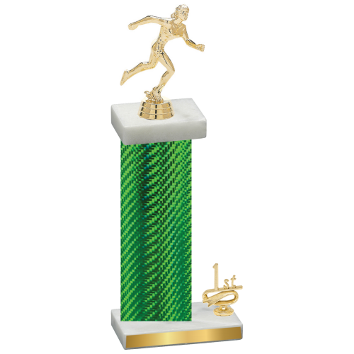 Accented Single Green Carbon Fiber First Place Running Trophy