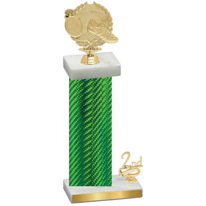 Accented Single Green Carbon Fiber Second Place Running Trophy