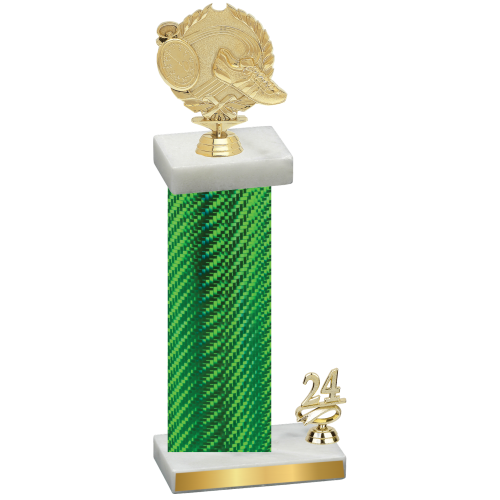 Accented Single Green Carbon Fiber Year Running Trophy