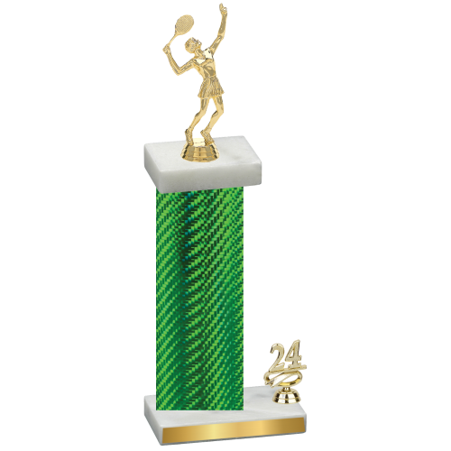 Accented Single Green Carbon Fiber Year Tennis Trophy