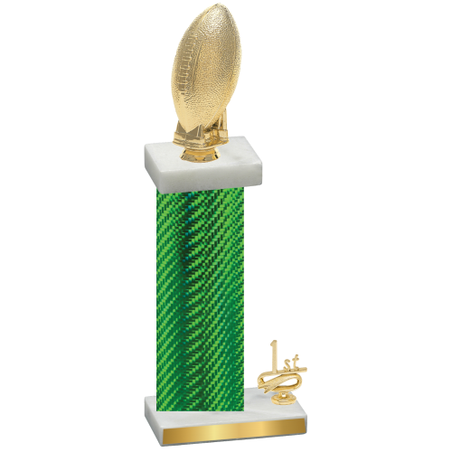 Accented Single Green Carbon Fiber First Place Football Trophy