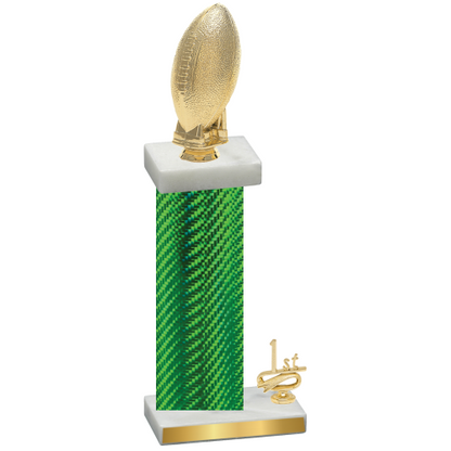 Accented Single Green Carbon Fiber First Place Football Trophy