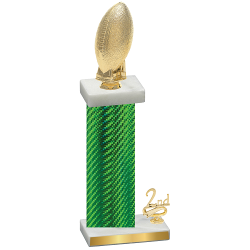Accented Single Green Carbon Fiber Second Place Football Trophy