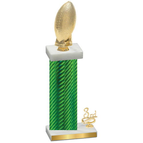 Accented Single Green Carbon Fiber Third Place Football Trophy