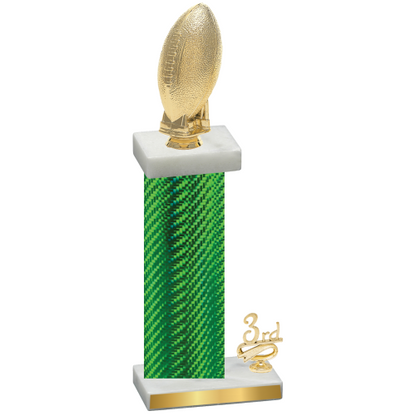 Accented Single Green Carbon Fiber Third Place Football Trophy