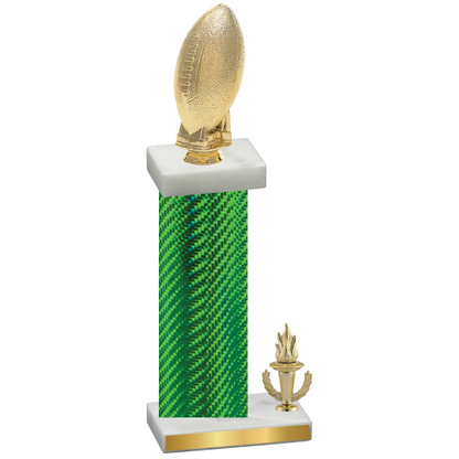 Accented Single Green Carbon Fiber Victory Football Trophy