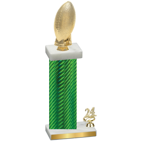 Accented Single Green Carbon Fiber Year Football Trophy