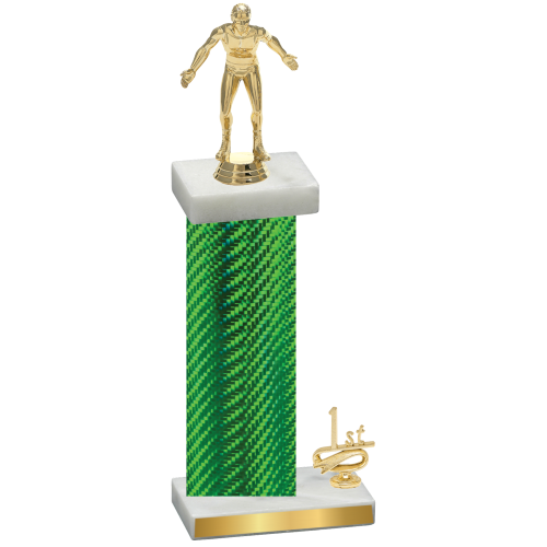 Accented Single Green Carbon Fiber First Place Wrestling Trophy