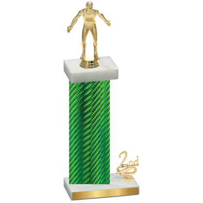 Accented Single Green Carbon Fiber Second Place Wrestling Trophy