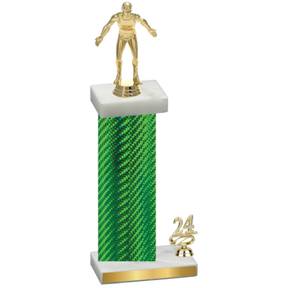 Accented Single Green Carbon Fiber Year Wrestling Trophy