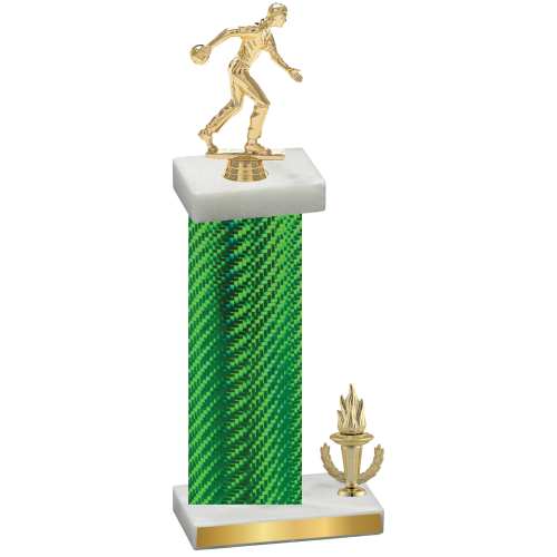 Accented Single Green Carbon Fiber Victory Bowling Trophy