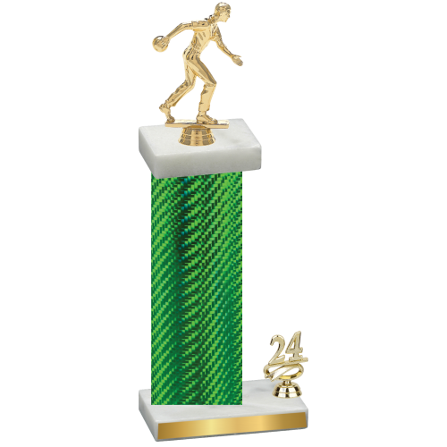 Accented Single Green Carbon Fiber Year Bowling Trophy