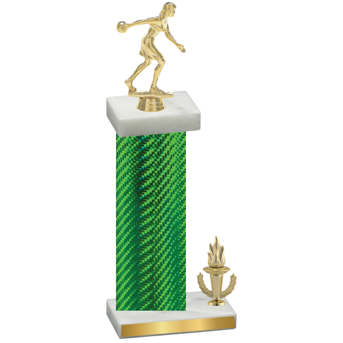 Accented Single Green Carbon Fiber Victory Bowling Trophy