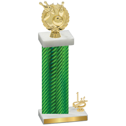 Accented Single Green Carbon Fiber First Place Bowling Trophy