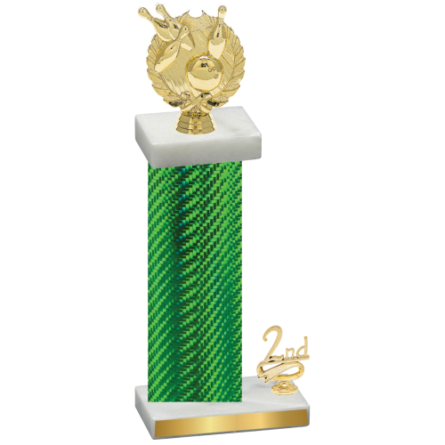 Accented Single Green Carbon Fiber Second Place Bowling Trophy