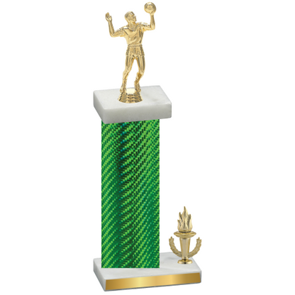 Accented Single Green Carbon Fiber Victory Volleyball Trophy