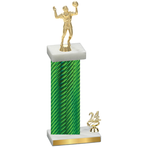Accented Single Green Carbon Fiber Year Volleyball Trophy