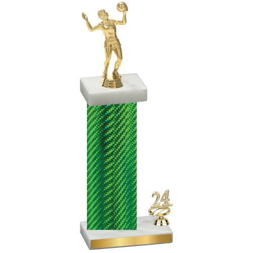 Accented Single Green Carbon Fiber Year Volleyball Trophy