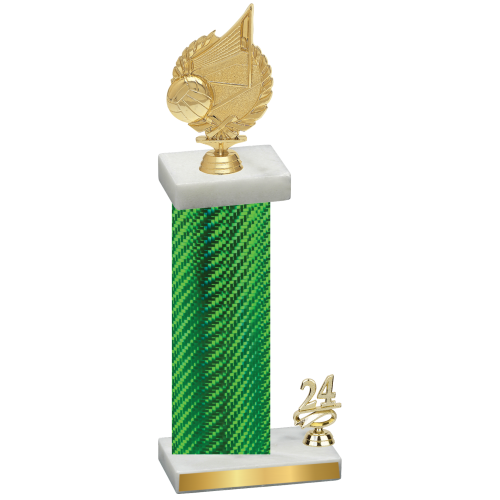 Accented Single Green Carbon Fiber Year Volleyball Trophy