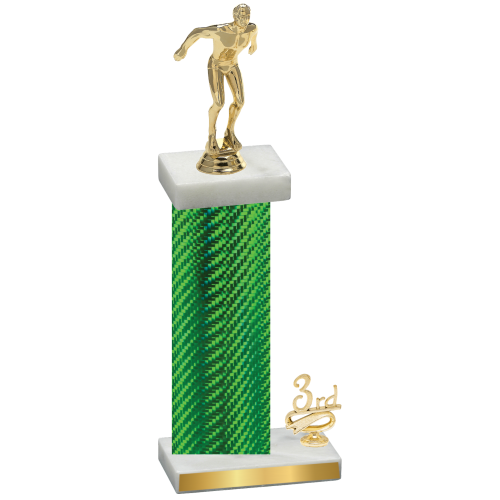 Accented Single Green Carbon Fiber Third Place Swimming Trophy