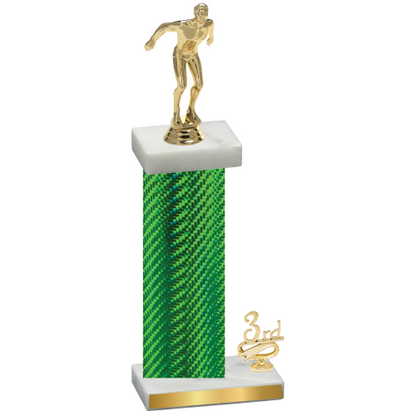 Accented Single Green Carbon Fiber Third Place Swimming Trophy