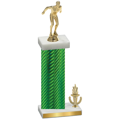 Accented Single Green Carbon Fiber Victory Swimming Trophy