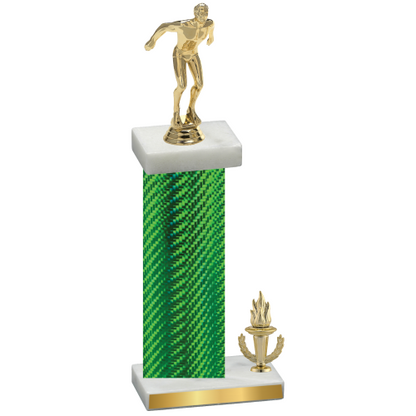 Accented Single Green Carbon Fiber Victory Swimming Trophy