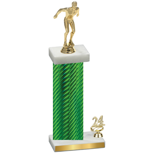 Accented Single Green Carbon Fiber Year Swimming Trophy