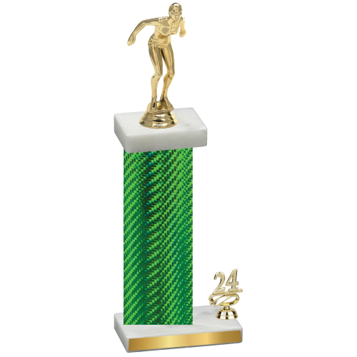 Accented Single Green Carbon Fiber Year Tennis Trophy