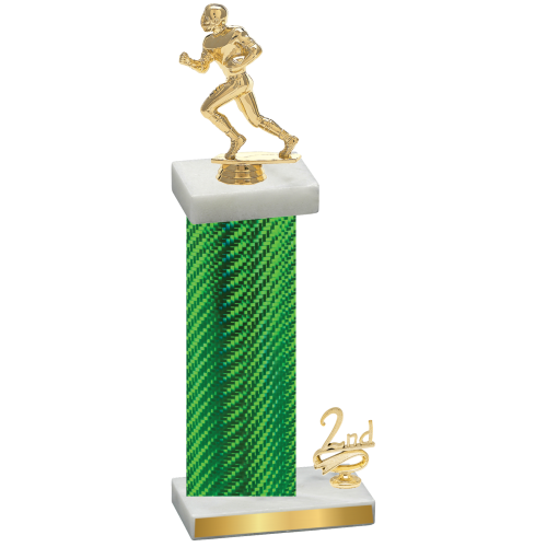 Accented Single Green Carbon Fiber Second Place Football Trophy