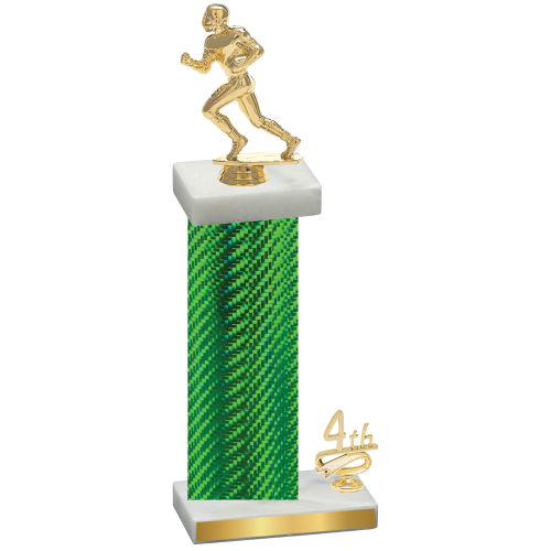 Accented Single Green Carbon Fiber Fourth Place Football Trophy