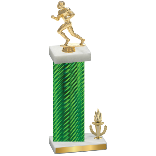 Accented Single Green Carbon Fiber Victory Football Trophy