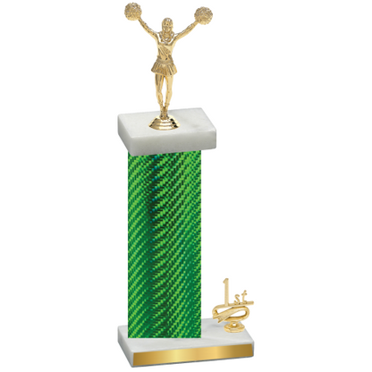 Accented Single Green Carbon Fiber First Place Cheerleading Trophy