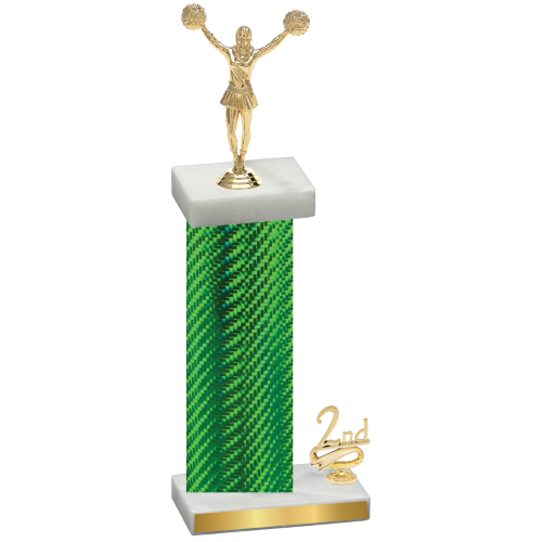 Accented Single Green Carbon Fiber Second Place Cheerleading Trophy