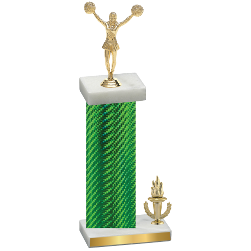 Accented Single Green Carbon Fiber Victory Cheerleading Trophy