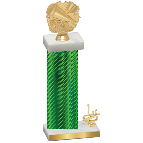 Accented Single Green Carbon Fiber First Place Cheerleading Trophy