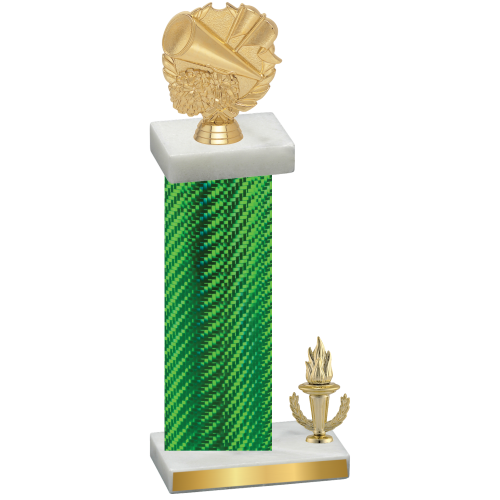 Accented Single Green Carbon Fiber Victory Cheerleading Trophy